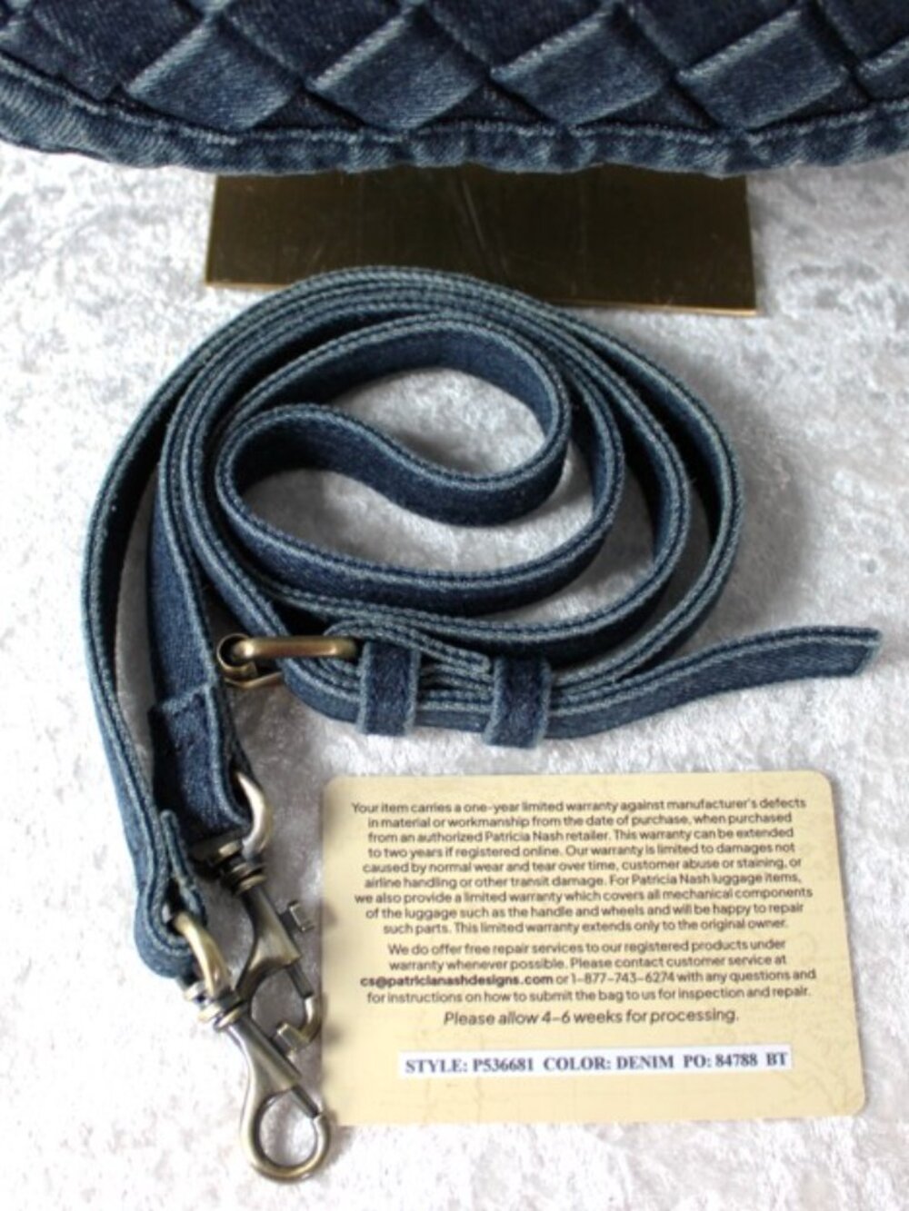 Patricia Nash Denim Woven Satchel NWOT w/ Strap + Authenticity Card - Picture 12 of 12